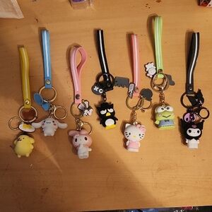 Sanrio Character Keychains with Colorful Straps